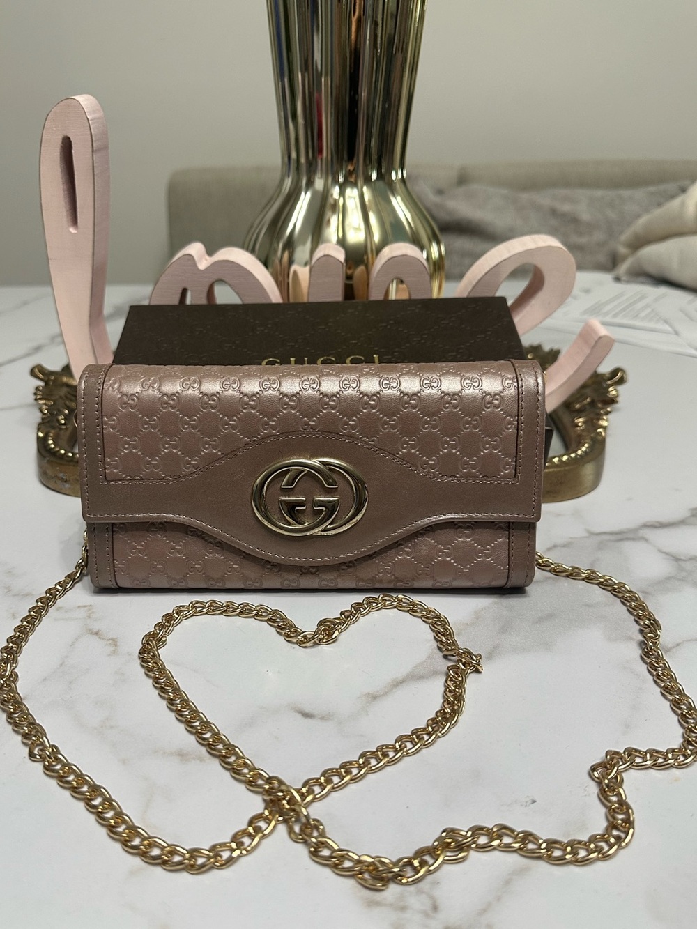 Gucci Blush Pink GG Embossed Leather Wallet